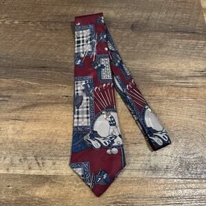 American Sports Golf Bag Clubs Golfer Novelty Tie Burgundy Mens Necktie Dad Gift